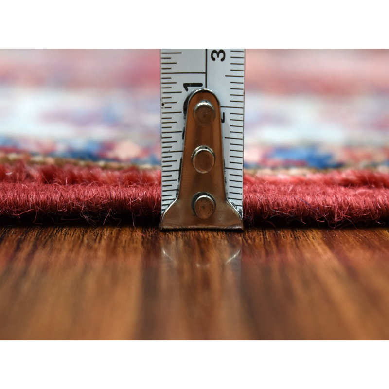 Tapis de couloir rouge en laine noué à la main de conception unique 2 pi 7 po x 8 pi 6 po Fonville