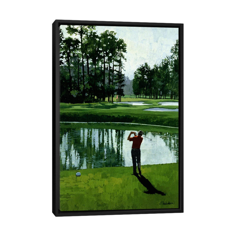 «Golf Course 9» par William Vanderdasson - Estampe numérique sur toile tendue sur toile, Toile avec cadre noir, Pas de tapis