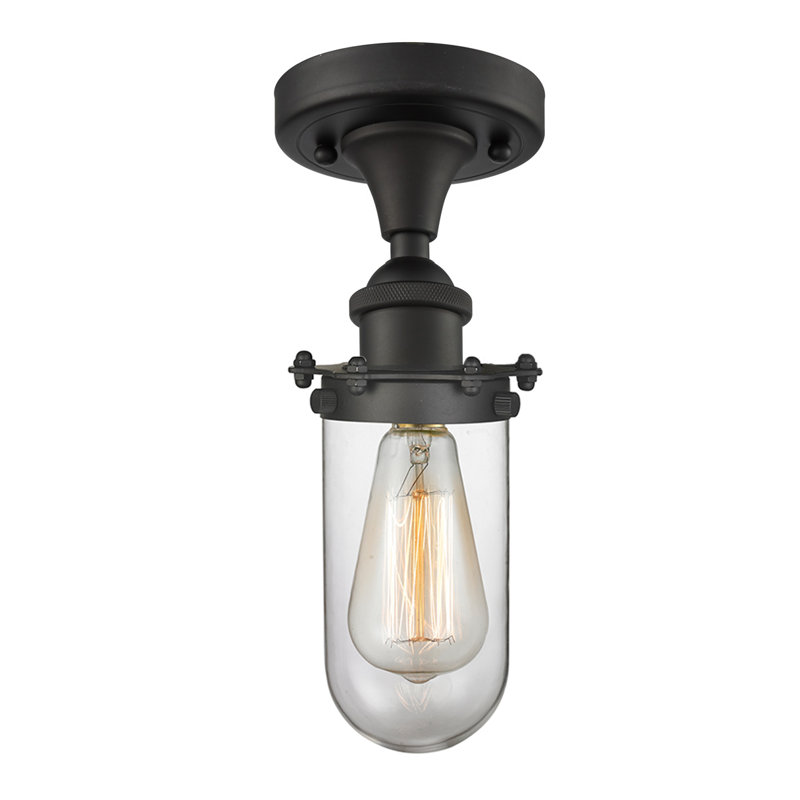 Calixta Glass Semi Flush Mount, Clear, Oil Rubbed Bronze, LED
