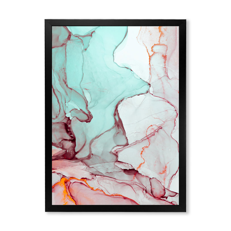 Marbre de luxe turquoise liquide Art II - œuvre d'art moderne sur toile, H 20 po x l 12 po x P 1 po