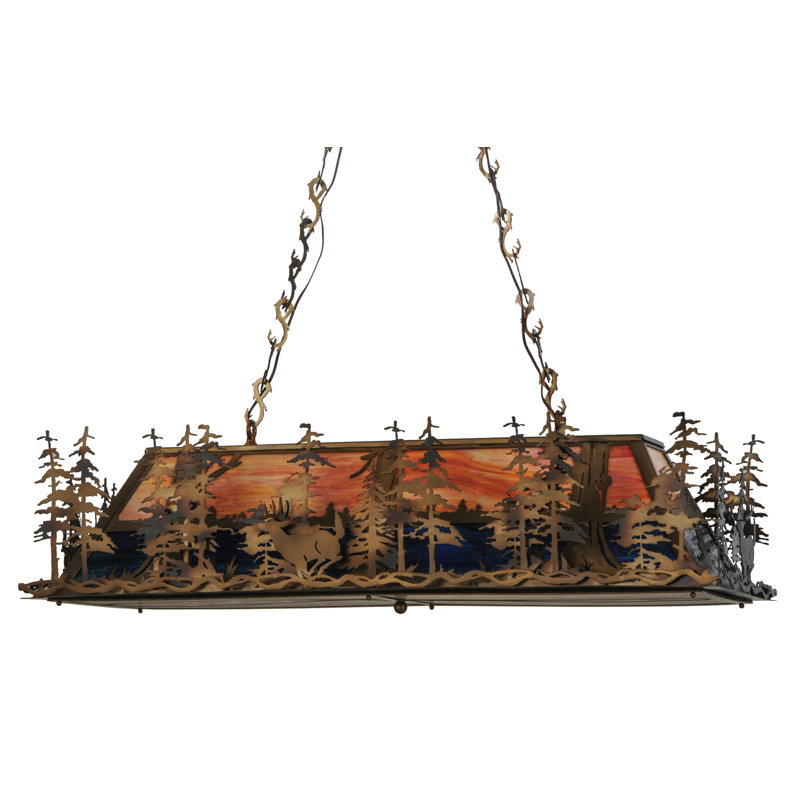 Luminaire suspendu 9 lumières cerf à travers les arbres