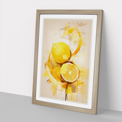 Lemon Fruit Gestural - Single Picture Frame Print on Wood