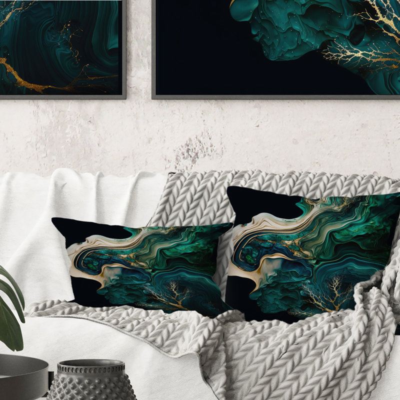 Abstract Geode Marble I - Abstract Marble Printed Throw Pillow