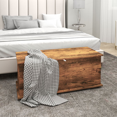 Lift Top Storage Chest with 2 Safety Hinges, Flip-Top Lid