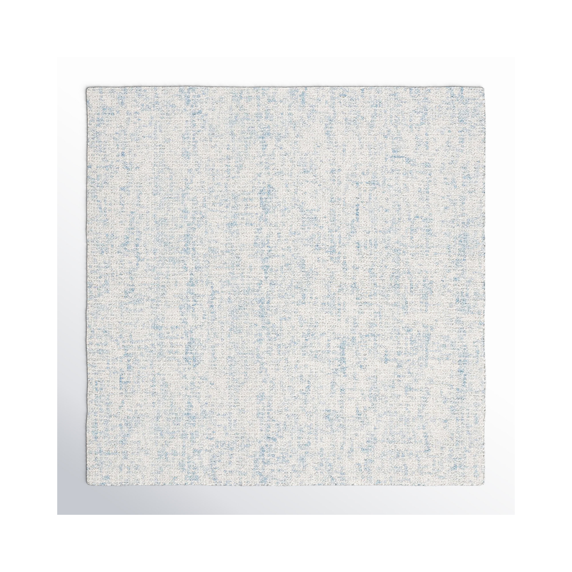 Fredi Abstract Hand Tufted Wool/Cotton Area Rug in Light Blue/Ivory, Square 7'