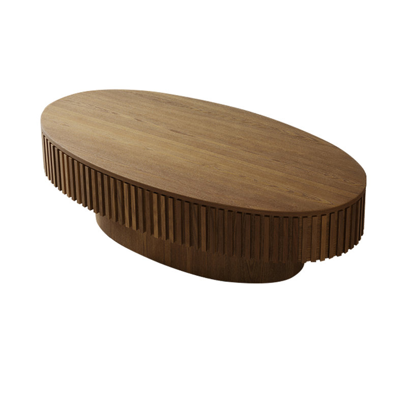 Table basse 47 po ovale avec rangement Table d'appoint moderne en placage de bois massif pour salon (seulement avec table basse)