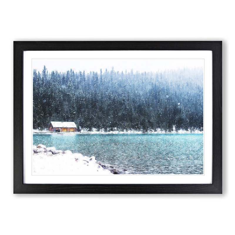 Lake Louise in Banff Canada - Picture Frame Painting Print on MDF, Black Framed, 45cm H x 63cm W x 2cm D