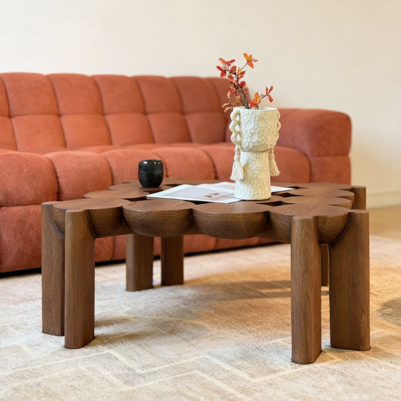 Table basse rétro de style français, Brun