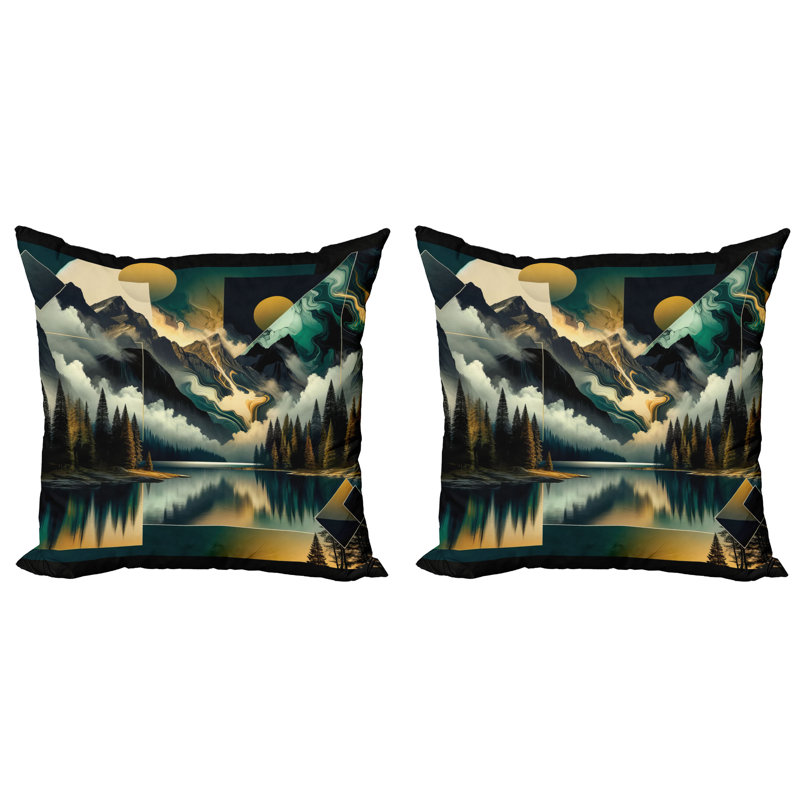 sd1077_Ambesonne, housse de coussin, art géométrique 2Pack Clouds Mountains, H 16 po x l 16 po