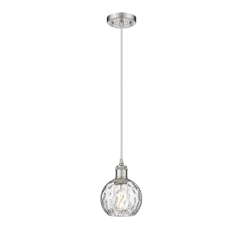 Luminaire suspendu sphère 1 lumière Roxane, Ampoule non incluse, H 15 po x l 12 po x P 12 po, Argent argent