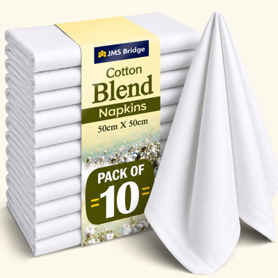 Cotton White Colour Square Napkin (Set of 10)