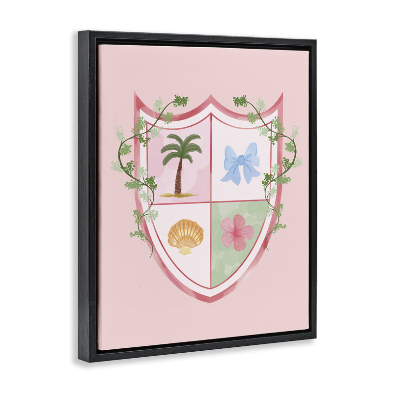  «Nautical Glam Emblem», art mural sur toile par Hey Bre! Creative Studio, H 31 po x l 25 po, Cadre flottant noir de jais