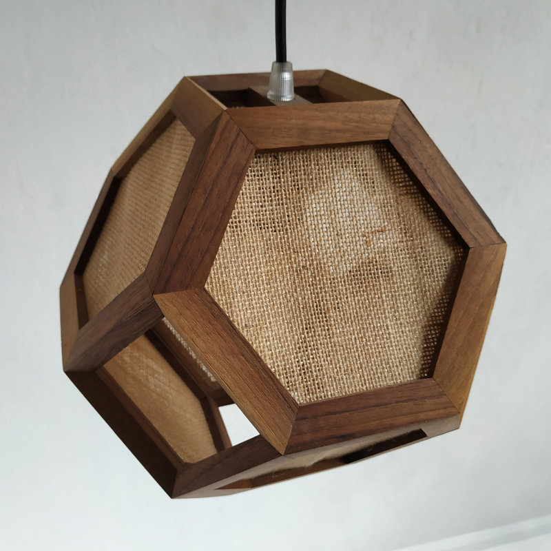 Chew 1 - Light Oil Geometric Pendant, Oak/Antique White