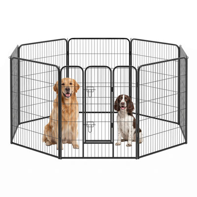 Parc pour chien à 8 panneaux en métal avec porte verrouillable et durable
