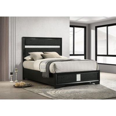 Monro 54-Inch Upholstered Panel Bed Black