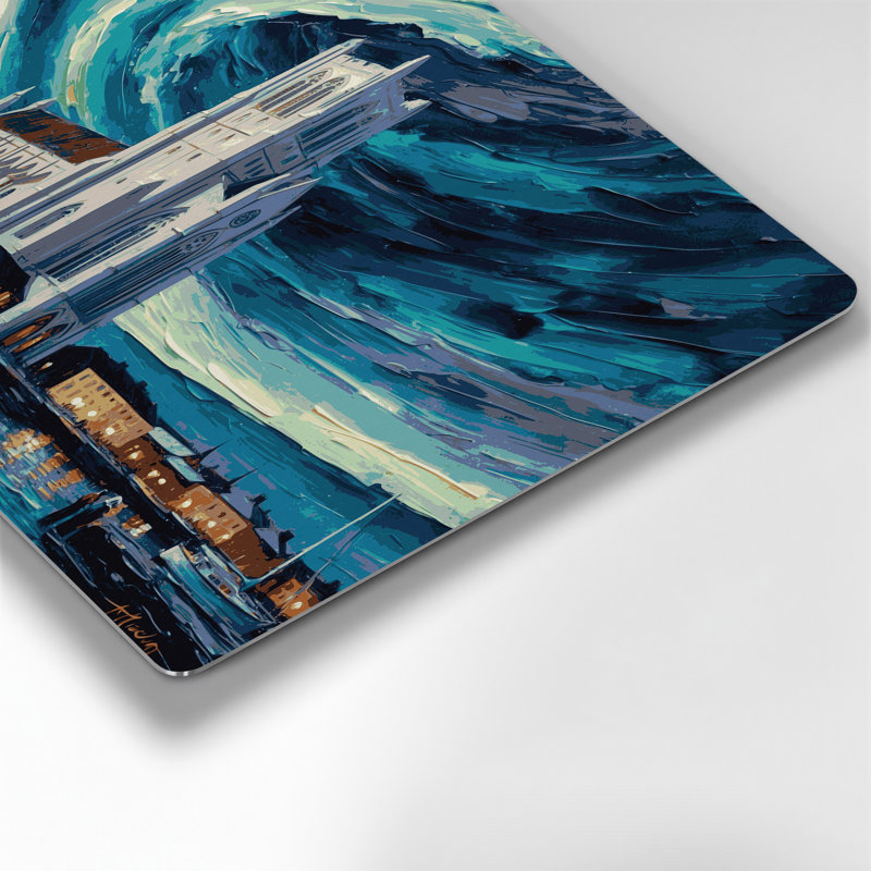 Art mural en métal gris avec villes, Reykjavik, Islande, H 144 po x l 216 po x P 0,05 po