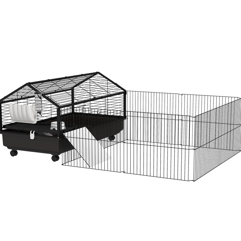 Cage avec aire de jeu pliable spacieuse - convient au cochon d'Inde et au hérisson, parc pour petits animaux attrayant