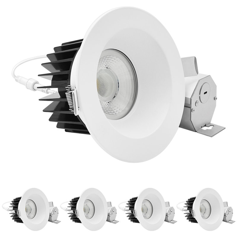 Luminaire encastré à DEL de 5 pouces Luxrit, régressé avec garniture ronde blanche, 22W, 1800LM, 5CCT, faisceau 38 °, à intensité variable, Twist-N-Lock, CRI90, ETL
