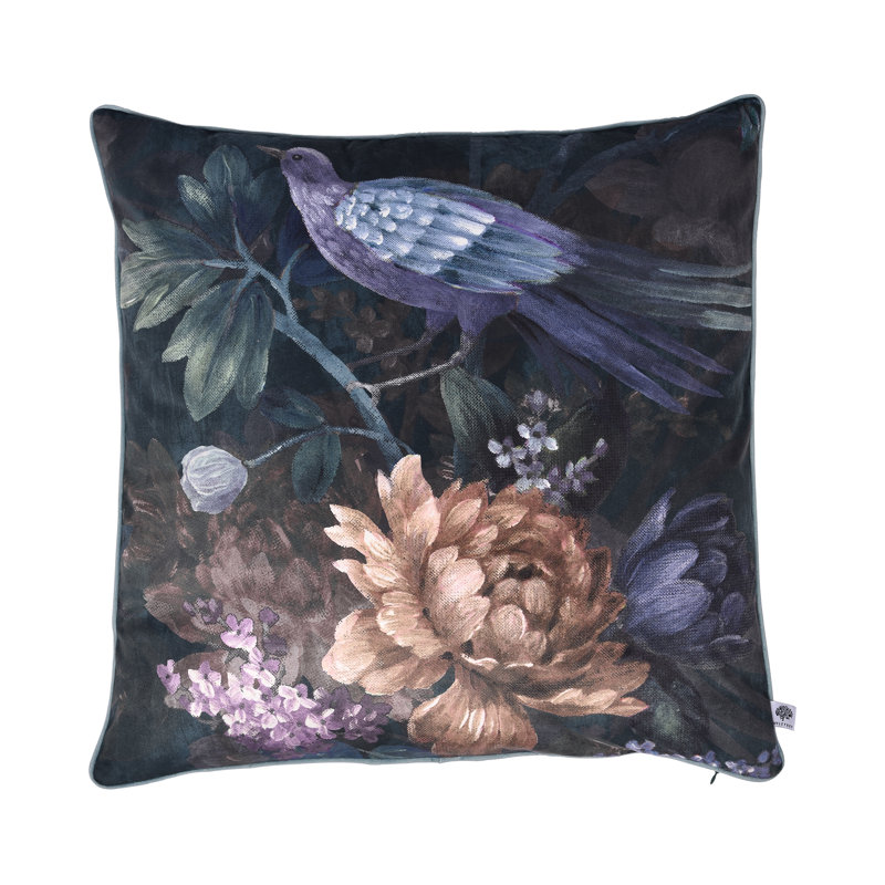 Winchester Floral Blue Square Throw Pillow Cover