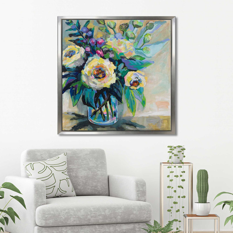 " Delighted ", Silver Floater Frame, 39.5" H x 39.5" W x 2" D