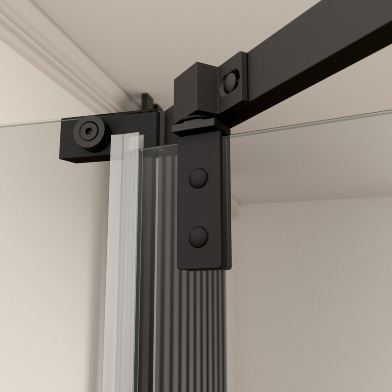 Pivot Shower Door, With 1/4" Tempered Glass, 34.75 In. X 72 In. Frameless Neoangle Pivot Shower Enclosure In Matte Black