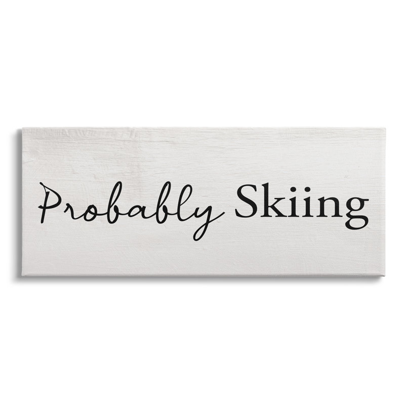 «Probablement, ski», rustique, sports d'hiver, signe, art mural par Daphne Polselli, H 13 po x l 30 po x P 1,5 po