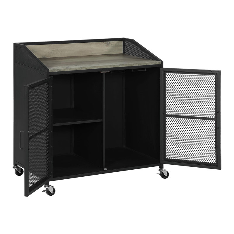 2-door Mobile Home Bar Wine Cabinet Sandy Black