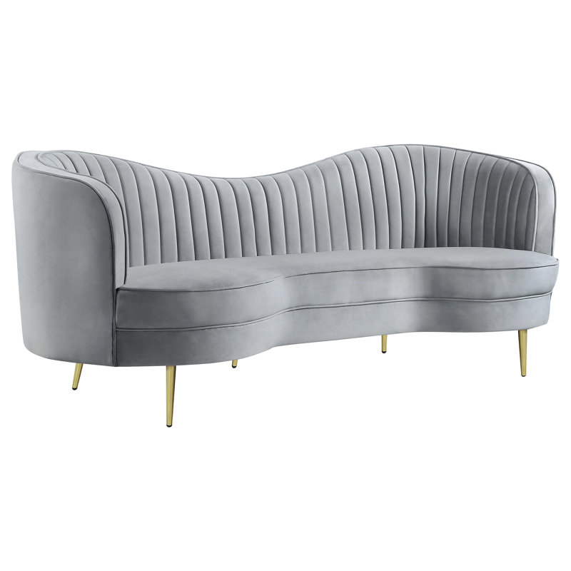 Reigha Grey And Gold Upholstered Sofa