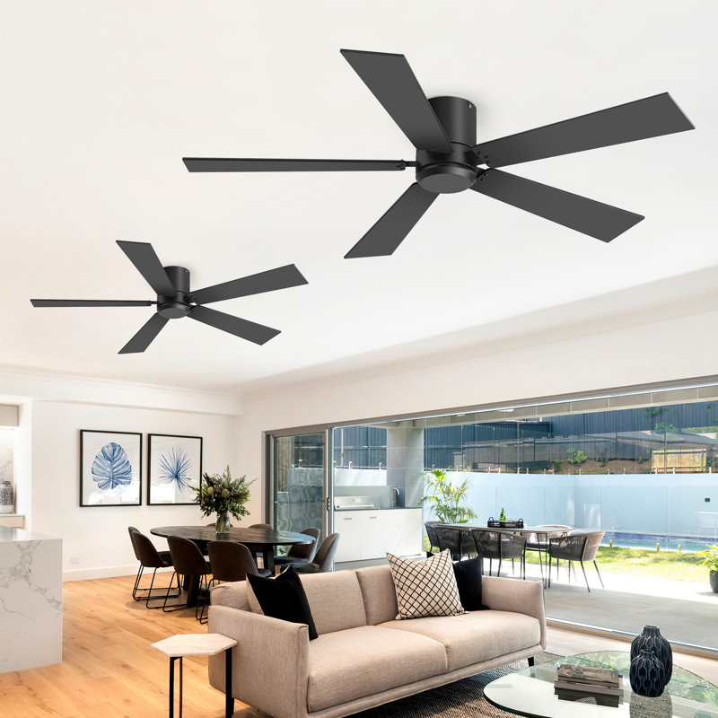 Paquet de 2 ventilateurs de plafond encastrés de 42 po avec télécommande, moteur à courant continu réversible, 6 vitesses
