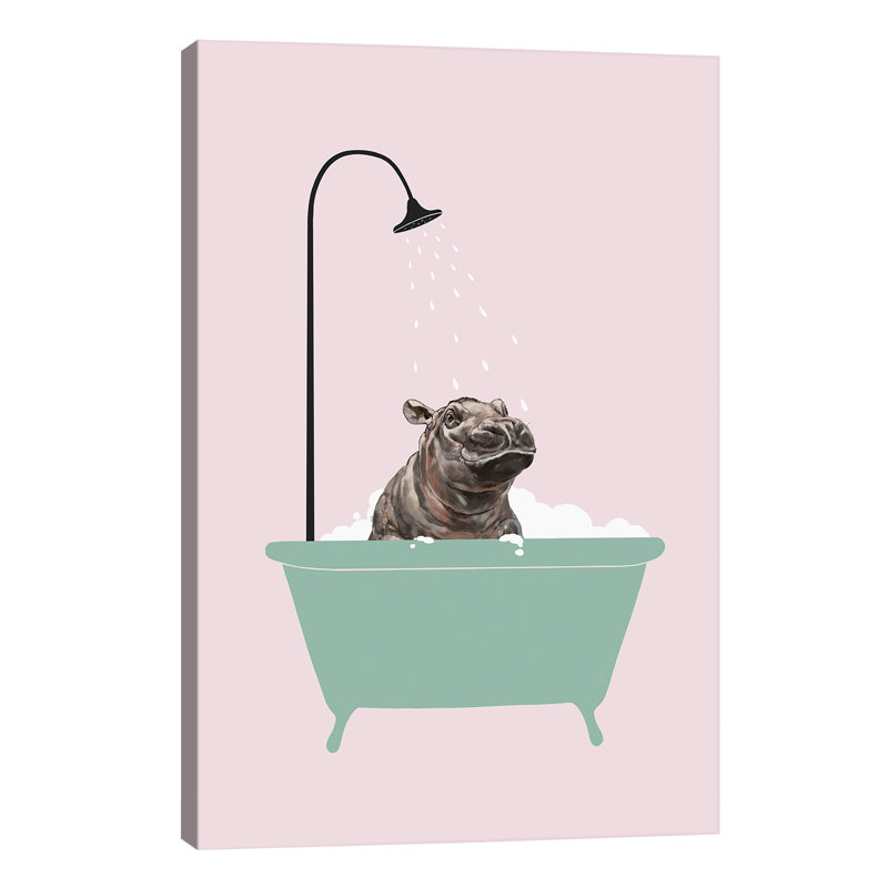 Hippopotame dans une baignoire, art encadré, Toile tendue, H 12 po x l 8 po x P 0,75 po