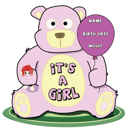 Pink Teddy Bear It's A Girl Life-Size Cardboard Stand-Up