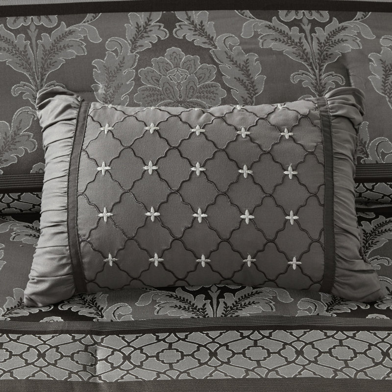 Édredon 7 pièces gris - très grande chaleur chaleureuse, King Comforter + 6 Additional Pieces, Grey