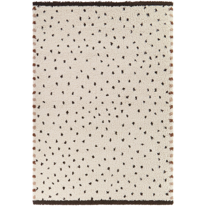 Chesser Cream Dots Shag Area Rug, Rectangle 5'3" x 6'12"