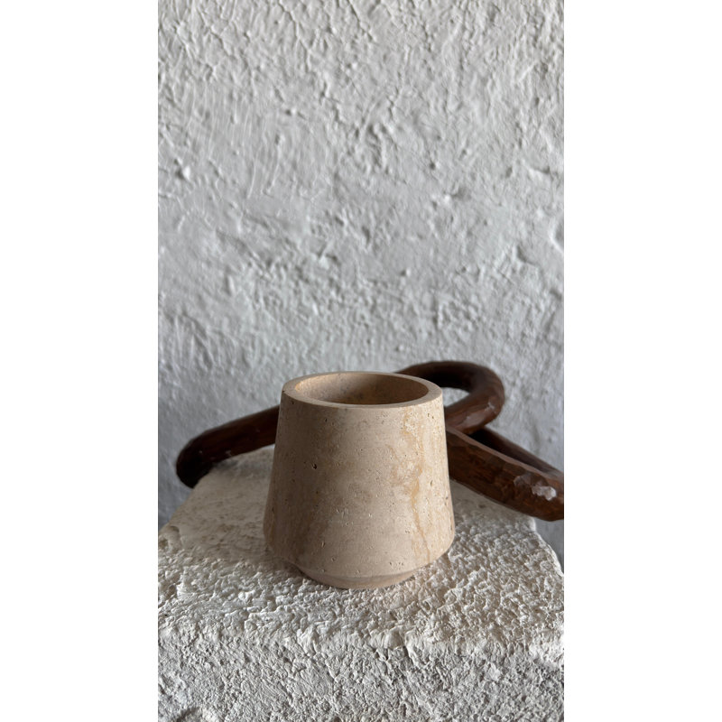 Travertine Large Candle Holder