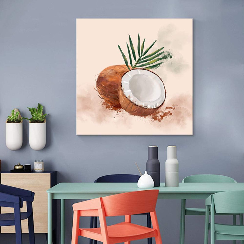 «Kitchen Food Beautiful Fruits Coconut» sur toile, H 12 po x l 12 po x P 1,5 po