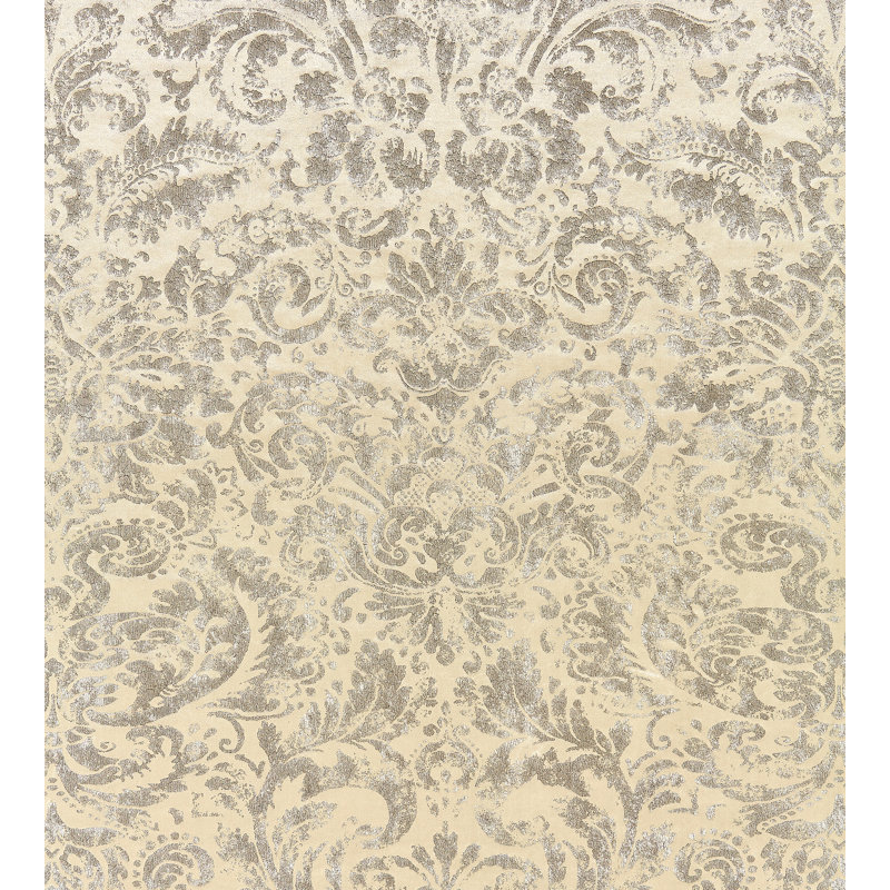 Modern Luxury Palladio Velvet Damask Fabric, Antique Silver