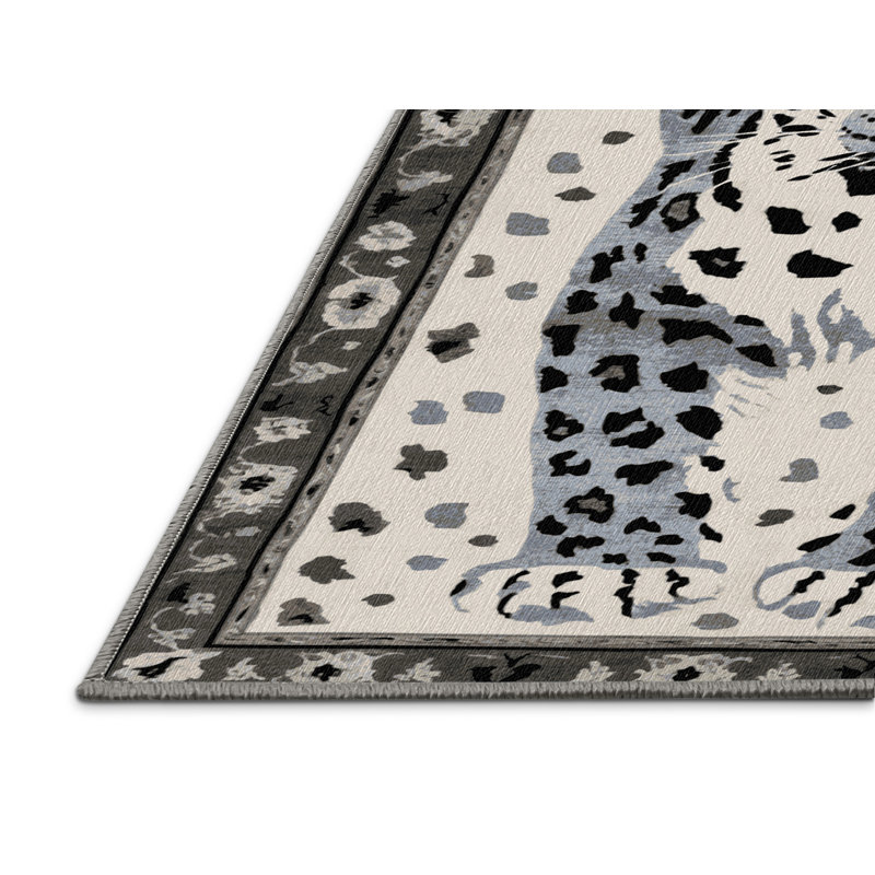 Washable Snow Leopard Big Cats Area Rug, Runner 2' x 5'
