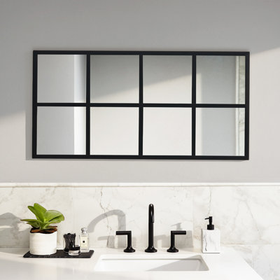 Modern Window Mirror, Glass and Metal Window Pane Inspired Wall Mirror, Aluminum Frame Full Length Mirror