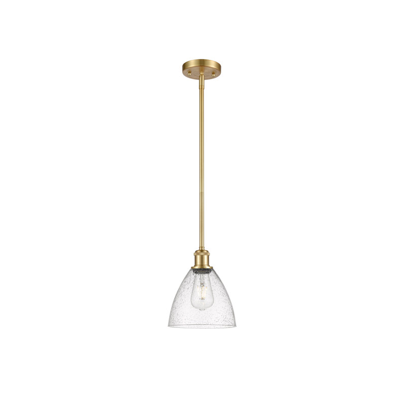 Luminaire suspendu en forme de globe à 1 lumière Angeliz, DEL, H 42,25 po x l 7,5 po x P 7,5 po, Or satiné