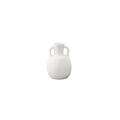 Vase en céramique rond Pelike blanc mat