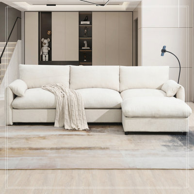 Canapé modulaire en forme de L de 96,5 po avec repose-pieds et poches, support de téléphone réglable, chargeur USB Boneless