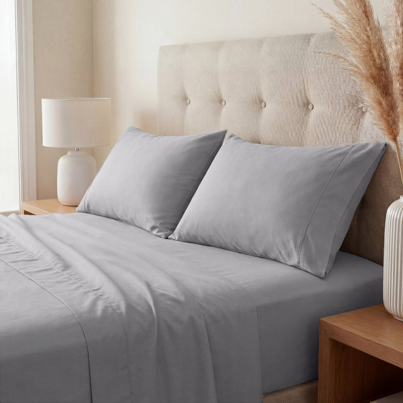 Cotton Blend 800 Thread Count Solid Pillowcase, King, Light Gray