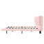 Grand lit plateforme en cuir PU flottant avec lumières DEL, tête de lit tapissier capitonnée, lit plateforme moderne, sans sommier, rose-627831957