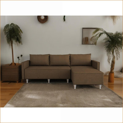 Sectional Sofa Aybuke Reversible Cozy for Any Room | Walnut Brown | Solid Wood