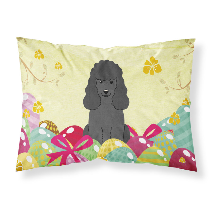 Taie d’oreiller œufs de pâques, Caniche noir