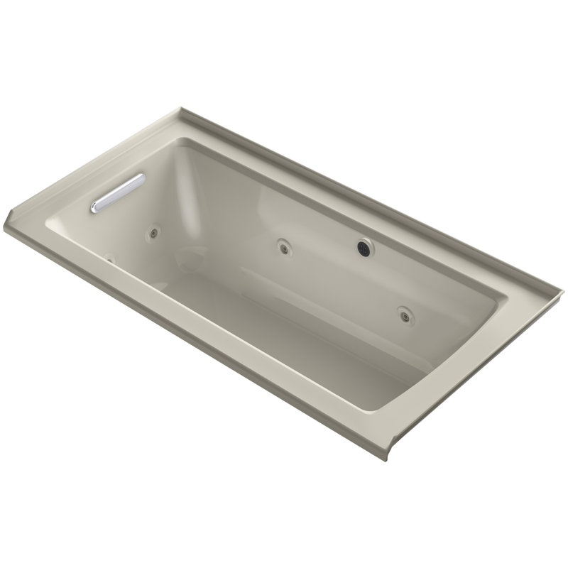 Archer Alcove Whirlpool with Bask Heated Surface, Tile Flange and Left-Hand Drain, Sandbar, Left