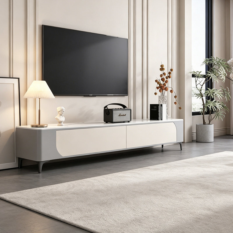 Meuble télé en similicuir, Gris
