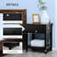 2 tables d'appoint noires avec tiroir et rangement, table de bout moderne pour le salon,