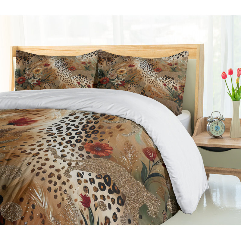 Leopard Print Duvet Cover, Queen Duvet Cover + 2 Standard Shams