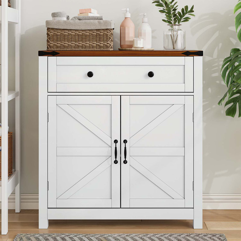 Versatile Farmhouse Buffet Cabinet with Multiple Storage Compartments for Every Home, Brown/White